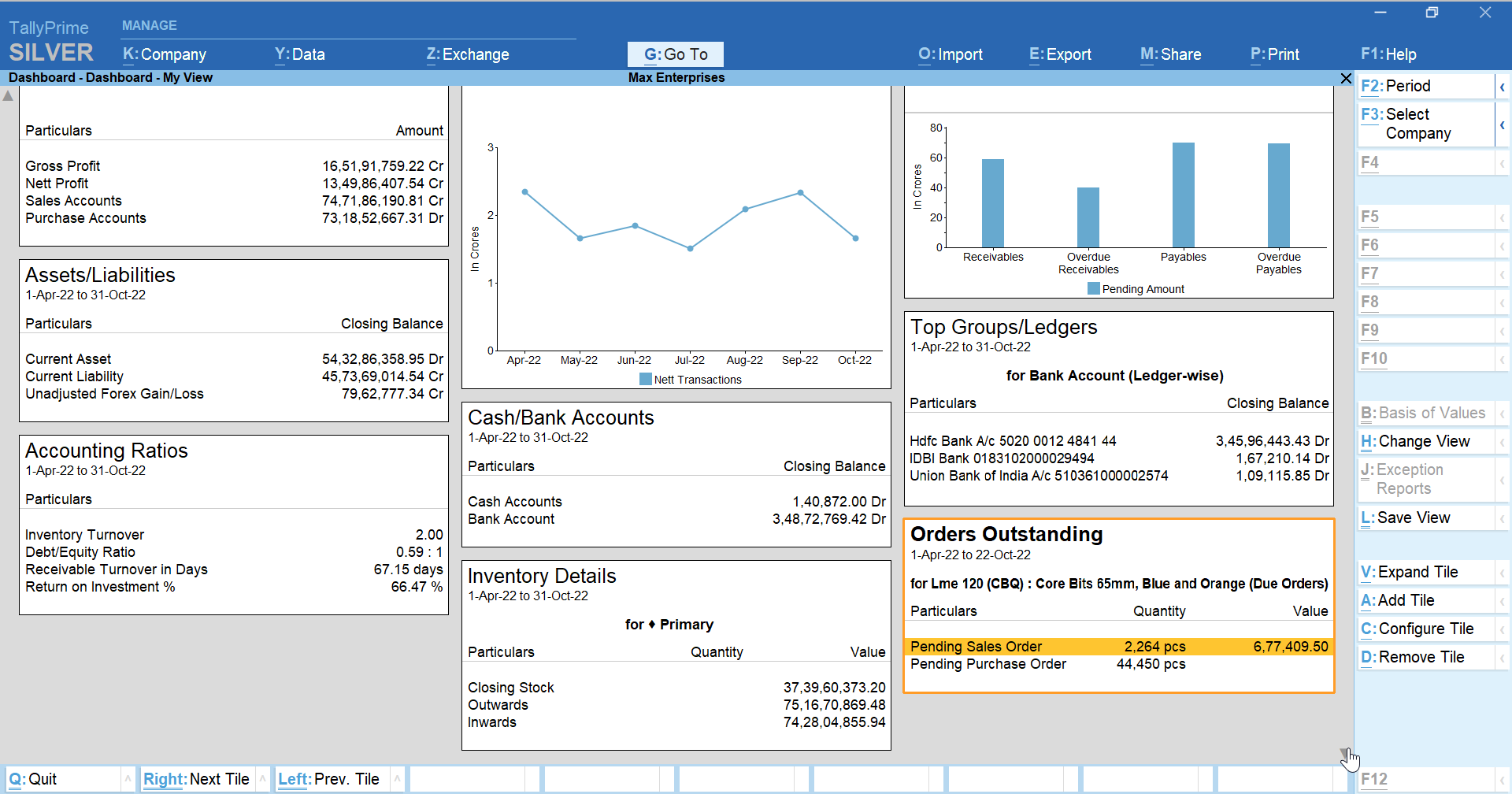 TallyPrime - Order outstanding