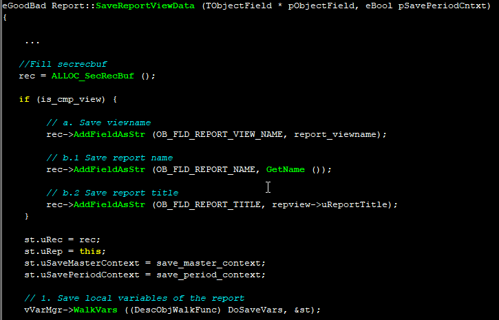 action saved report views