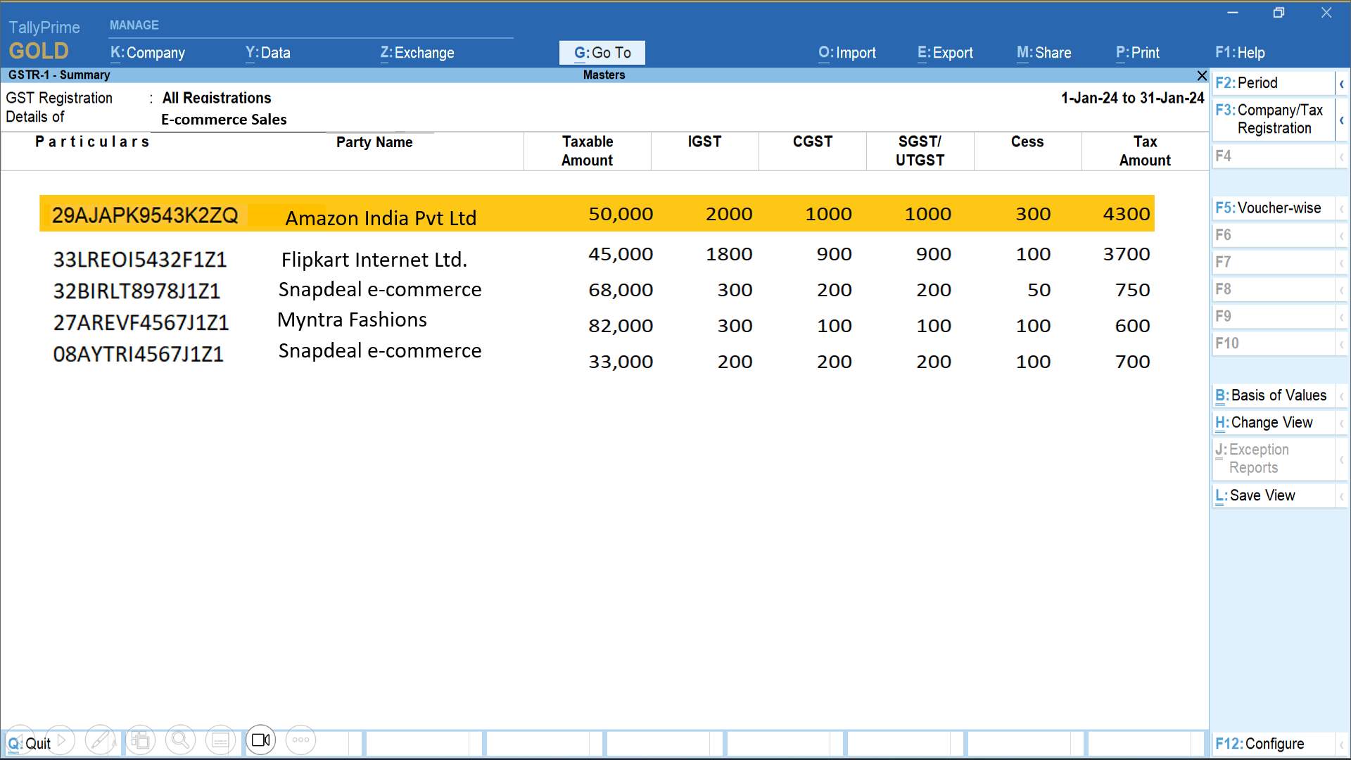 e-Commerce report in GSTR-1 